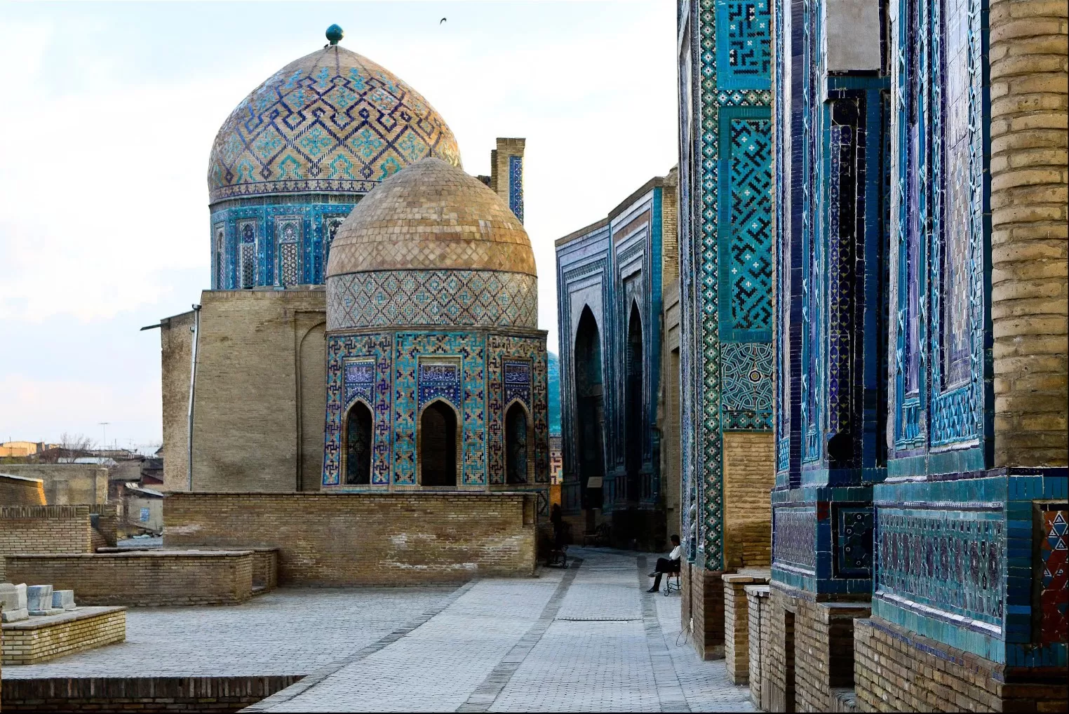 The narrow turquoise tile corridor of Shah-i-Zinda necropolis