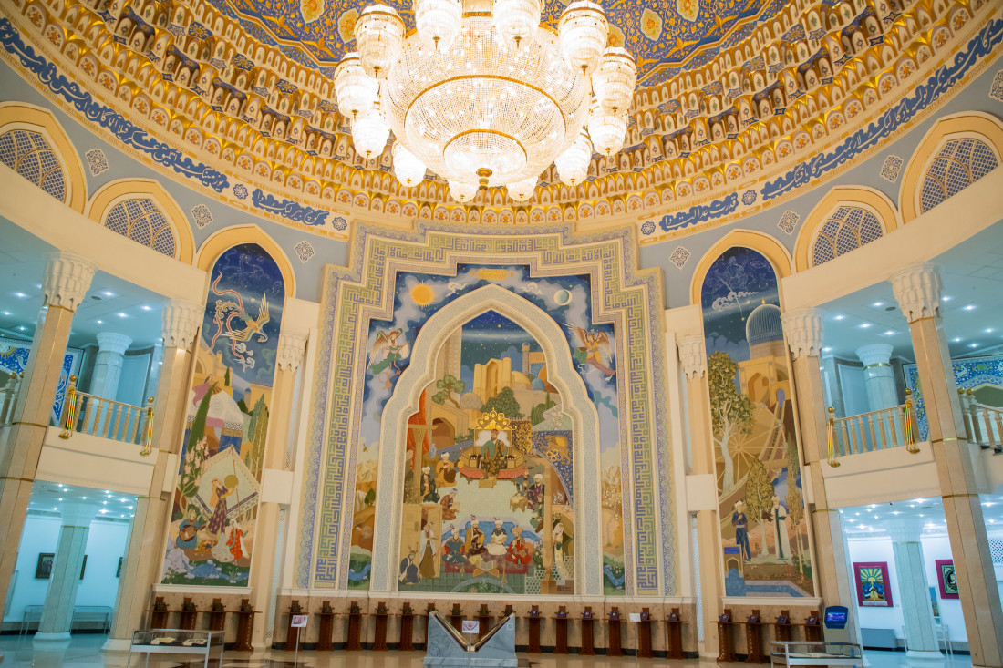 State Museum of the Temurids History with its circular ribbed blue dome and grand columns in Tashkent